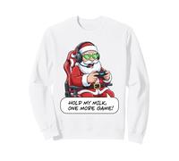 Funny Santa Gamer Christmas Hold My Milk One More Game Sweatshirt