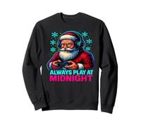 Funny Santa Gaming at Midnight Christmas Holiday Design Sweatshirt