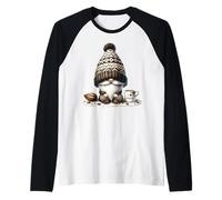 Funny Santa Gnome with I Love Hot Cocoa Mug for Christmas Raglan Baseball Tee