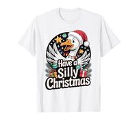 Funny Santa Goose Have A Silly Christmas Lights Stars X-Mas T-Shirt