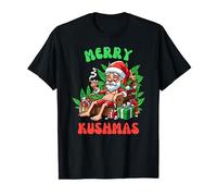 Funny Santa Marijuana Stoner Babe Xmas Christmas Xmas Cannabis Weed Santa Smoking Merry Kushmas T-Shirt