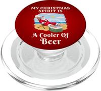 Funny Santa On Beach My Christmas Spirit Is A Cooler Of Beer PopSockets PopGrip for MagSafe