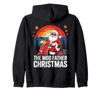 Funny Santa On Motorbike For Mods The Mod Father Christmas Zip Hoodie