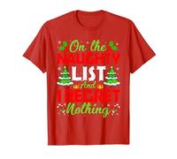 Funny Santa On The Naughty Funny List and I Regret Nothing T-Shirt, Men, Red, Large