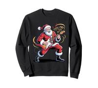 Funny Santa Playing Electric Guitar Holiday Chrismas Pajama Sweatshirt