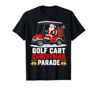 Funny Santa Riding Golf Cart Christmas Parade Value Graphic T-Shirt, Men, Black, S
