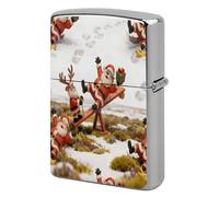 Funny Santa Seesaw Print Metal Lighter Cover Case, Vintage Cool Lighter Housing Funny Lighters Sleeve for Zippo Men Dad Husband Gift Collect