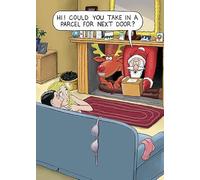 Funny Santa Take in a Parcel Christmas Card - Traditional Humour Xmas Card