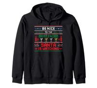 Funny Santa Ugly Christmas Knitting Pattern Bartender Barman Zip Hoodie