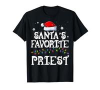 Funny Santa's Favorite Priest Family Ugly Matching Christmas T-Shirt