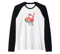 Funny Santa's Holiday Costume with Colorful Beach Ball Raglan Baseball Tee