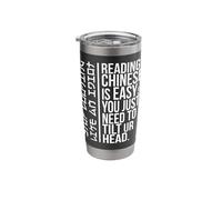 Funny Sarcasm Asian Humor Joke Reading Chinese Easy Idiot W Stainless Steel Insulated Tumbler