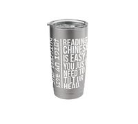 Funny Sarcasm Asian Humor Joke Reading Chinese Easy Idiot W Stainless Steel Insulated Tumbler