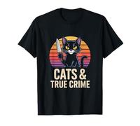 Funny Sarcastic Black Cat True Crime Cat Lover T-Shirt