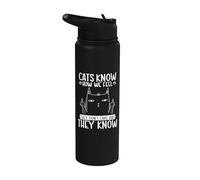 Funny Sarcastic Cats Know How We Feel Cat Lady Sarcasm Stainless Steel Insulated Water Bottle