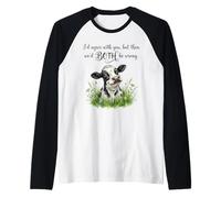 Funny Sarcastic Cow Winking Quote Design Raglan Baseball Tee