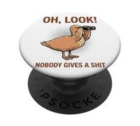 Funny Sarcastic Duck Binoculars Nobody Cares PopSockets Adhesive PopGrip