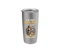 Funny Sarcastic Lovable Pet Pit Bull cat Kitten im not Mean Stainless Steel Insulated Tumbler