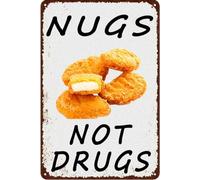 Funny Sarcastic Metal Sign Vintage Metal Plaque Poster Nugs Not Drugs Tin Sign Wall Poster Decor Funny Retro Bar Coffee Club Pub Gift Wall Decor Sign 8x12 Inch