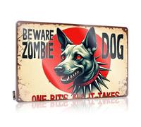 Funny Sarcastic Metal Tin Sign Bathroom Beware: Zombie Dog - One Bite'S All It Takes Tin Sign Man Cave Tin Sign Metal Home Bar Signs(30X40CM)
