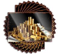 Funny Sarcastic Metal Tin Sign Bathroom Golden Treasure: A Stack Of Shiny Coins And Cash Stickers 10Pcs Man Cave Decorations Funny Patio Decor(12X18CM)