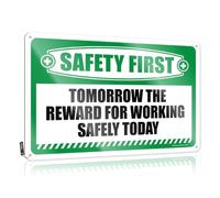 Funny Sarcastic Metal Tin Sign Bathroom Safety First Tomorrow The Reward For Working Safely Today Tin Sign Gaming Metal Tin Decor Coffee Sign Decor(30X40CM)