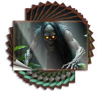 Funny Sarcastic Metal Tin Sign Bathroom Spooky Forest Creature With Glowing Eyes Stickers 10Pcs Man Cave Decorations Funny Patio Decor(6X9CM)