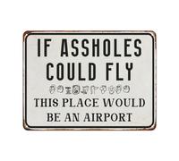 Funny Sarcastic Metal Tin Sign for Home Bar Garage Man Cave Plaque Signs Vintage Tin Sign Wall Decor If Assholes Could Fly This Place Would Be An Airport Metal Sign 8"x12"