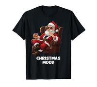Funny Sarcastic Santa Smoking and Drinking “Christmas Mood” T-Shirt
