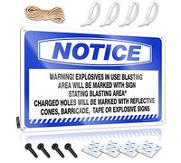 Funny Sarcastic Signs Notice Warning! Explosives In Use! Blasting Area Tin Sign Bar Decor For Home Metal Signs For Garage Man Cave(20X30CM)