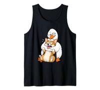 Funny Sarcastic Silly Goose Hugging Corgi Dog Hug Humor Tank Top