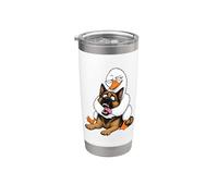 Funny Sarcastic Silly Goose Hugging German Sheperd Hug Humor Stainless Steel Insulated Tumbler