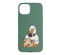 Funny Sarcastic Silly Goose Hugging Pug Hug Humor Pet Lover Case for iPhone 15 Plus
