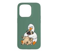 Funny Sarcastic Silly Goose Hugging Pug Hug Humor Pet Lover Case for iPhone 15 Pro