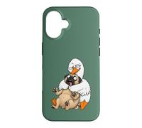 Funny Sarcastic Silly Goose Hugging Pug Hug Humor Pet Lover Case for iPhone 16