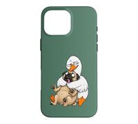 Funny Sarcastic Silly Goose Hugging Pug Hug Humor Pet Lover Case for iPhone 16 Pro Max