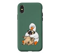 Funny Sarcastic Silly Goose Hugging Pug Hug Humor Pet Lover Case for iPhone X/XS