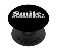 Funny Sarcastic Smile. It Confuses People Minimalist Humor T PopSockets Adhesive PopGrip