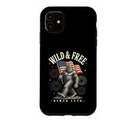 Funny Sasquatch American Flag Wild and Free Since 1776 Case for iPhone 11