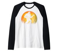 Funny Sasquatch Bigfoot Playing Banjo Bluegrass Music Raglan Baseball Tee