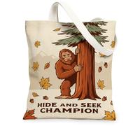 Funny Sasquatch Hide And Seek Quote Autumn Canvas Tote Bag 13x15 Inch