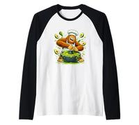 Funny Sasquatch Making Guacamole Avocado Chef Raglan Baseball Tee