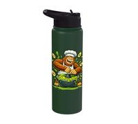 Funny Sasquatch Making Guacamole Avocado Chef Stainless Steel Insulated Water Bottle
