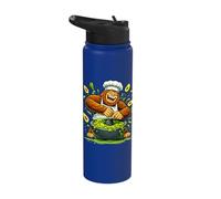 Funny Sasquatch Making Guacamole Avocado Chef Stainless Steel Insulated Water Bottle