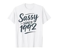 Funny Sassy Since 1992 Retro Mama Wife Sass Queen Charcoal T-Shirt