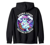 Funny Sauna Lover Sweating On Purpose Sauna Ice Bear Zip Hoodie