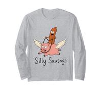 Funny Sausage Flying On A Pig Long Sleeve T-Shirt