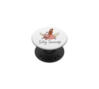 Funny Sausage Flying On A Pig PopSockets Adhesive PopGrip