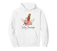 Funny Sausage Flying On A Pig Pullover Hoodie