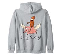 Funny Sausage Flying On A Pig Zip Hoodie